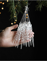 Ensemble d'ornements de Noël en acrylique transparent - Flocons de neige, rennes, anges, pendentifs suspendus pour la décoration de l'arbre de Noël