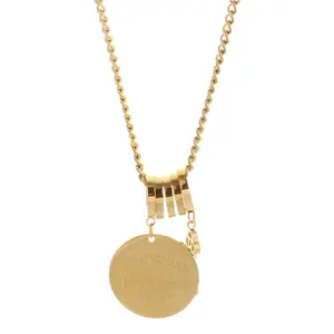 Love Today fantastique longue chaîne torsadée maillons porte-clés cercles pendentif rond en acier inoxydable collier en or