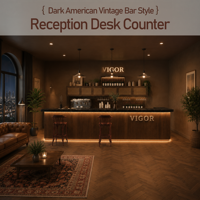Comptoir de réception industriel personnalisé avec éclairage LED, comptoir de bar commercial, réception pour restaurant, hôtel et salle de sport