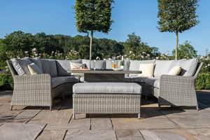 Set di Mobili da Giardino a Forma di U in Rattan Oxford <span class=keywords><strong>Royal</strong></span>, Lussuoso Set da <span class=keywords><strong>Patio</strong></span> con Tavolo e Divano, Arredamento da Esterno per Balcone con Braciere - Product Image 5