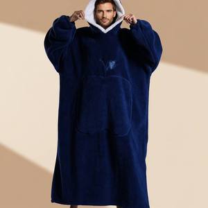 Custom Wholesale High Quality Sherpa Fleece <b>Oversized</b> <b>Hoodie</b> <b>Blanket</b> Thermal Snuggie <b>Mens</b> Wear <b>Men's</b> Pullover Hoodies - Product Image 1