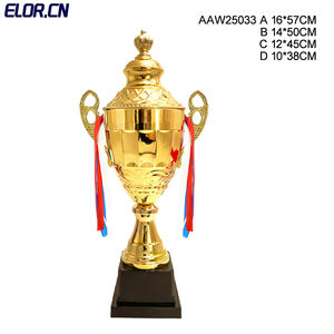 Trofeo <span class=keywords><strong>de</strong></span> fútbol personalizable <span class=keywords><strong>de</strong></span> Australia ELOR, forma <span class=keywords><strong>de</strong></span> corona con nombre, Metal chapado en oro, plástico, madera, materiales plateados - Product Image 4