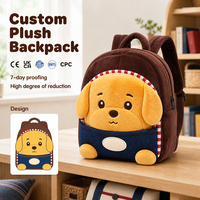 Sac à dos en peluche 3D pour animaux, personnalisé, de haute qualité, en peluche douce, mignon, en forme de chien, avec fermetures éclair et sangles
