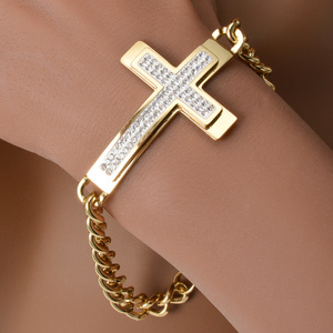 unisex chunky cuban <b>crystal</b> cross bulk wholesale <b>bracelet</b> personnalisé stainless steel <b>bracelets</b> - Product Image 2