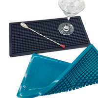 Tapete de Silicona para Barra, Diseño de Rejilla, Antideslizante, Ecológico, Reutilizable, Lavable, Certificado, Accesorios Negros para Barra de Bar