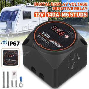 รีเลย์แยกการชาร์จแบบไวต่อแรงดันไฟฟ้า พร้อมหน้าจอดิจิตอล VSR 12V 140A สำหรับรถบ้าน รถ RV เรือยอชท์ เรือเดินสมุทร อุปกรณ์แยกแบตเตอรี่อัจฉริยะ - Product Image 1