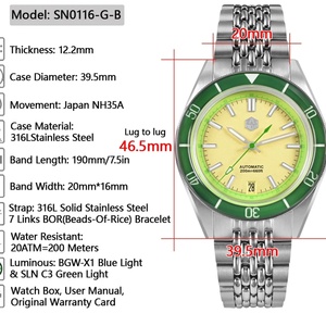 Montre sport pour homme San Martin SN0116B, design original, GMT, 39,5 mm, mouvement automatique japonais NH34, étanche 100 m, Reloj - Product Image 6