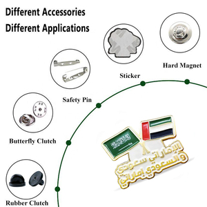 En stock amitié saoudienne double-drapeau broche broches double-drapeau émail métal badges fête nationale et échange diplomatique culturel personnalisé - Product Image 3