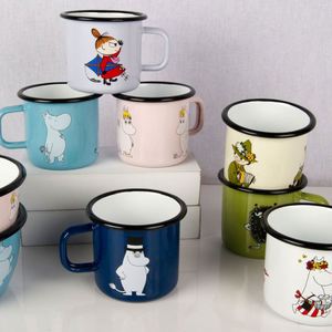 Tasses à café minimalistes en fonte émaillée pour feu de camp, certifiées LFGB, écologiques, blanches, pour espresso, sublimation, 3 oz, bord noir/bleu - Product Image 2