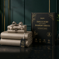 Parure de lit PMZW 100% naturelle et biologique en bambou tissé, taille double, luxe, 4 pièces, 300 fils, écologique, toutes saisons, personnalisable