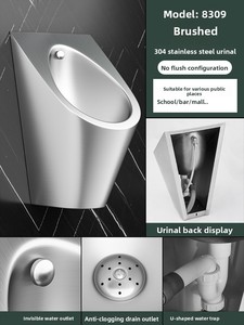 <span class=keywords><strong>Urinoir</strong></span> mural moderne YINGJIE SS304 doré pour hommes, <span class=keywords><strong>sans</strong></span> <span class=keywords><strong>eau</strong></span>, en acier inoxydable, avec capteur, durable, de forme ovale, pour salle de bain, personnalisable OEM - Product Image 6