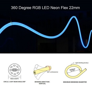 ไฟนีออน LED RGB 360 องศา กันน้ำ IP65 ขนาดเส้นผ่านศูนย์กลาง 22 มม. แบบกลม ซิลิโคน LED สำหรับโคมไฟระย้า แสงสว่างสำหรับตกแต่งภูมิทัศน์ ค่า CRI สูง 90 รับประกัน 3 ปี - Product Image 1