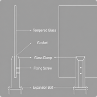 Support de verre pour clôture de piscine en acier inoxydable 304 à base carrée, à fixation au sol, avec vis double latérale pour quincaillerie de garde-corps en verre sans cadre