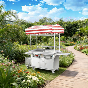 รถเข็นขายอาหารเคลื่อนที่สแตนเลสแบบพับได้ ป้องกันสนิม 4 ล้อ พร้อมเตาอุ่นในตัว รับประกัน 2 ปี ใช้ได้กับไฟหลายแรงดันสำหรับภายนอกอาคาร 4 - Product Image 5