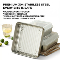 Conteneur de stockage alimentaire rectangulaire en acier inoxydable 304 durable sur mesure pour la restauration commerciale, fabricant OEM/ODM
