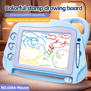 Магнитная доска для рисования для детей, мини-планшет для путешествий, с 3 штампами - Product Image 4