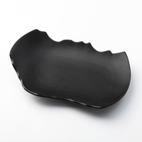 Fantaisie Irrégulière Noir Mat 8 "10" 12 "Assiette de Service en Céramique pour Salade Snack