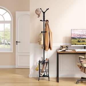 Soporte de suelo de Metal independiente de 12 ganchos, soporte para colgar en la entrada con soporte para paraguas, estante de avena y estante de almacenamiento para árbol de pasillo - Product Image 5