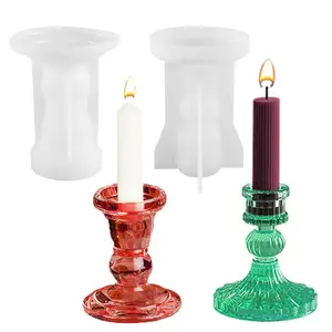 DIY Tealight Taper Candle Titulares Handmade Candlestick Silicone Moldes para Resina Epóxi Casting Pillar Candle Holder Moldes de Resina