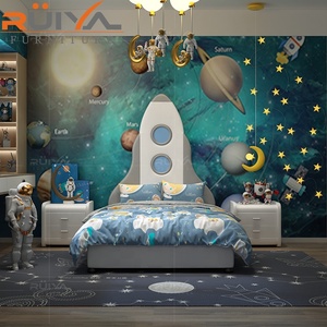 Letto Doppio per Bambini in Legno a Forma di Razzo, Design Moderno, Arredamento Morbido per la Casa - Product Image 5