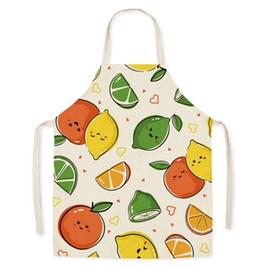 Cute Fruit Pattern Bib Apron Cotton Woven Machine Washable Daily Cooking Use Without Pockets - Product Image 4