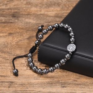 Wholesale <b>Adjustable</b> <b>Bracelet</b> Black Beaded Chain Life Tree Braid <b>Bracelets</b> for Men - Product Image 3
