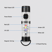 Lampe torche EDC magnétique de haute qualité 400 lumens, porte-clés LED multi-éclairages rechargeable Type-C, mini-lampe torche, meilleures ventes 5050 pour atelier