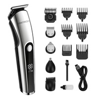 PRITECH – tondeuse à cheveux professionnelle Rechargeable sans fil pour hommes, avec écran Led de verrouillage de voyage 5 en 1, ensemble de toilettage IPX6