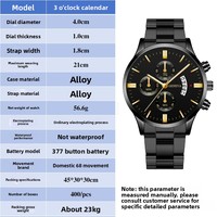 Ensemble de montres à quartz de luxe pour hommes d'affaires avec calendrier et bracelet en acier, montre-bracelet décontractée pour cadeaux d'entreprise