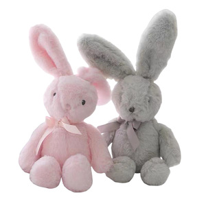 Peluche artisanale mignonne pour couple, lapin rose et lapin violet avec nœud papillon, rembourrée en coton PP, 25/35 cm - Product Image 2