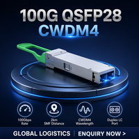 Transceiver Serat Optik Infinols 100G QSFP28 CWDM4 2km SMF Konektor LC untuk Switch Pusat Data