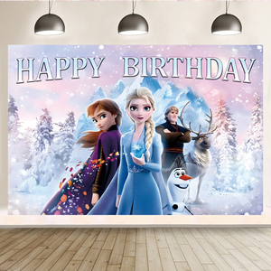 Principessa personalizzata <span class=keywords><strong>Elsa</strong></span> <span class=keywords><strong>Anna</strong></span> Party Banner per ragazze festa di buon compleanno decorazioni Poster fondali - Product Image 1