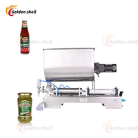 Enkele Kop Pneumatische Horizontale Pasta Vloeibare Mixer Vulmachine Dual Use Voor Pepersaus Honingsaus Voor Fruitgroente