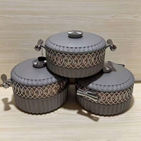 Magnifique ensemble de casseroles isothermes pour cadeaux festifs, 3 pièces (3L, 3.6L, 4.6L), en acier inoxydable, boîtes de service élégantes pour réchauffer les aliments lors de fêtes