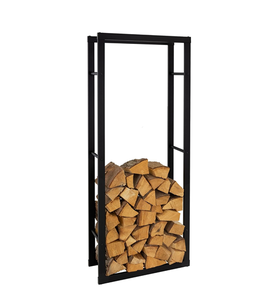 Support à bois de chauffage moderne en métal noir (porte-bûches) pour usage intérieur Solution de stockage du bois 100x25x40cm - Product Image 2