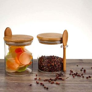 Ensemble d'épices portables durables de 450 ml, bocaux en verre avec couvercles, bocaux de stockage alimentaire écologiques pour le café et le miel, pour les fêtes - Product Image 1