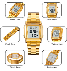 SKMEI # Montre Azan Qibla en acier 2277, rappel de prière musulmane, montre de temps, étanche, produits religieux - Product Image 3