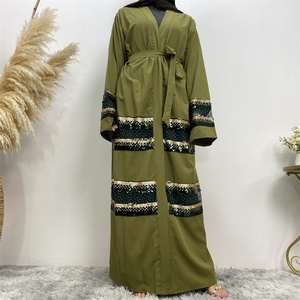1811 #   Abaya Sencilla para Mujeres Musulmanas, con Lentejuelas Brillantes, Transparente, Cárdigan de Moda Islámica, Kaftán de Dubái - Product Image 6