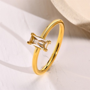 Hot Selling 18K Gold PVD Plated <b>Crystal</b> Zircon <b>Rings</b> Engagement Diamond <b>Ring</b> Stainless Steel <b>Ring</b> Fashion Jewelry Women - Product Image 1