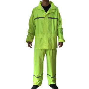 Hi-Viz Lime <strong>Rubberized</strong> Reflective <strong>Rain</strong> Suit PVC Coating <strong>Rain</strong> Wear <strong>Rain</strong> <strong>Coat</strong> and Pants - Product Image 1