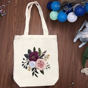 Kit de broderie XIXI pour sac fourre-tout en toile fait main, motif floral, manuel d'instructions, fils en polyester pour débutants en point de croix - Product Image 5