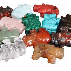 Оптовая продажа, Реалистичная ручная резьба, драгоценный камень, носорог, кристалл, фигурка животного, 29*49 мм, Исцеляющие кристаллы, камни, резьба, набор поделок