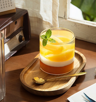 Gobelet à dessert en verre borosilicate haute transparence de style japonais, personnalisé en usine, pour lait, pudding, yaourt, compatible micro-ondes et lave-vaisselle