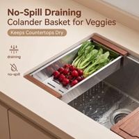 Évier de cuisine moderne encastré à cuve unique en acier inoxydable fait main, avec fonction cascade multifonctionnelle pour la cuisine