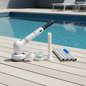 Nuevo Cepillo Eléctrico Giratorio Inalámbrico para Piscinas con Múltiples Cabezales de Cepillado y Mango Ajustable para Paredes de Piscinas - Product Image 6
