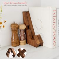 Support de livre de recettes pliable multifonctionnel en bois, présentoir de comptoir de cuisine, support de rangement pour épices, pour la décoration de livres de recettes