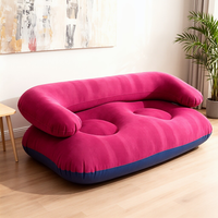 Sofá Inflable para Exteriores con Reposabrazos, Colchón Inflable Doble Aterciopelado, Sillón Inflable Casual para 2 Personas