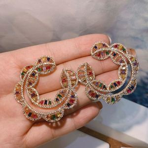 HIBRIDE Fashion Flower Stud Earrings for Women Wedding Cubic Zircon Crystal CZ Dubai Bride Party Accessories E-789 - Product Image 1