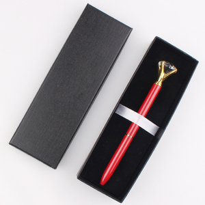 Stylo à bille en métal personnalisé avec logo promotionnel, grand diamant en cristal, avec boîte cadeau - Product Image 1