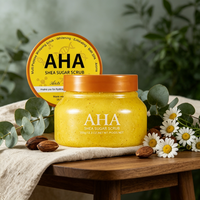 Gommage corporel exfoliant au sucre AHA, beurre de karité, hydratant, nettoyant en profondeur, rajeunissant la peau, vente en gros ODM OEM